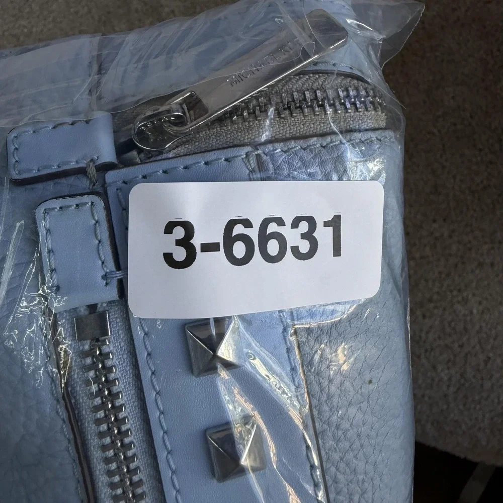 Michael Kors Backpack Womens Small Light Blue Leather Studded Zip Adjustable